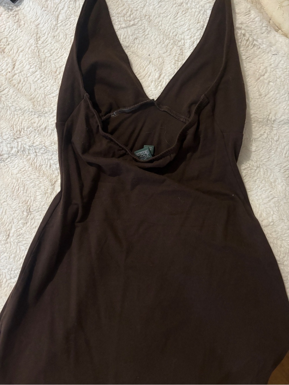 wild fable Brown Halter Mini Dress with White Floral Embroidery - Picture 3 of 4